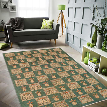 handmade Transitional Kafkaz Chobi Ziegler Green Tan Hand Knotted RECTANGLE 100% WOOL area rug 10 x 14